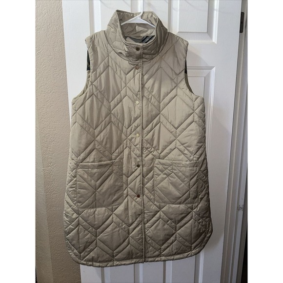 Barbour Jackets & Blazers - NEW Barbour Longline Quilted Tan Vest Bodywarmer - Size 14 USA